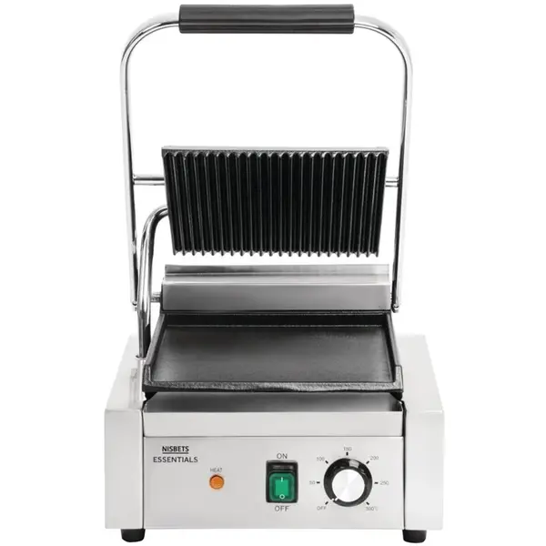 Contact-/Paninigrill | Enkel | Glad/Gegroefd (Gietijzer) | ≤300°C | 1.8kW (230V) | 310x360x360(h)mm