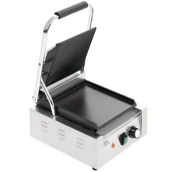 Contact-/Paninigrill | Enkel | Glad/Gegroefd (Gietijzer) | ≤300°C | 1.8kW (230V) | 310x360x360(h)mm
