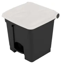 Probbax Pedaalemmer | Kunststof | Donkergrijs/Wit | 30L | Klapdeksel | Afvalscheiding | HACCP | 410x398x435(h)mm 