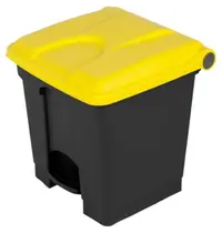 Probbax Pedaalemmer | Kunststof | Donkergrijs/Geel | 30L | Klapdeksel | Afvalscheiding | HACCP | 410x398x435(h)mm 