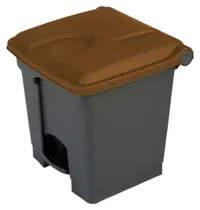 Probbax Pedaalemmer | Kunststof | Grijs/Bruin | 30L | Klapdeksel | Afvalscheiding | HACCP | 410x398x435(h)mm 