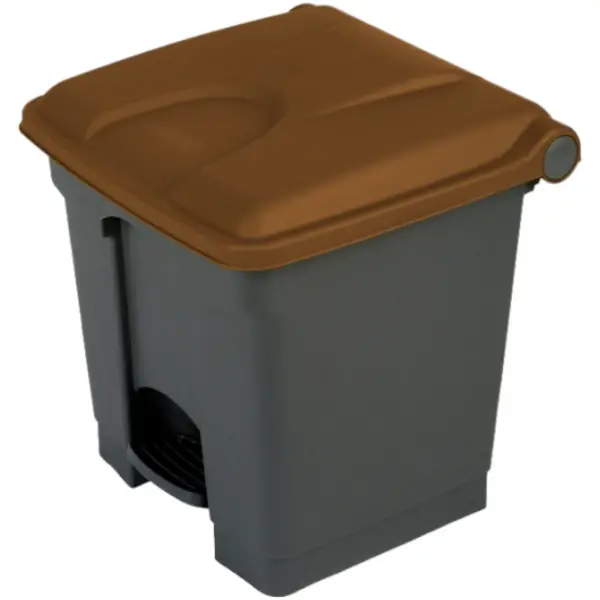Pedaalemmer | Kunststof | Grijs/Bruin | 30L | Klapdeksel | Afvalscheiding | HACCP | 410x398x435(h)mm