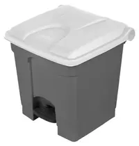 Probbax Pedaalemmer | Kunststof | Grijs/Wit | 30L | Klapdeksel | Afvalscheiding | HACCP | 410x398x435(h)mm 