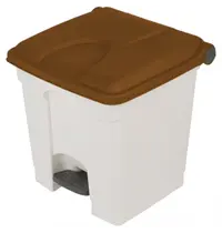 Probbax Pedaalemmer | Kunststof | Wit/Bruin | 30L | Klapdeksel | Afvalscheiding | HACCP | 410x398x435(h)mm 