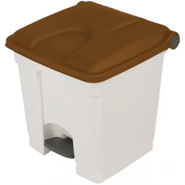Pedaalemmer | Kunststof | Wit/Bruin | 30L | Klapdeksel | Afvalscheiding | HACCP | 410x398x435(h)mm