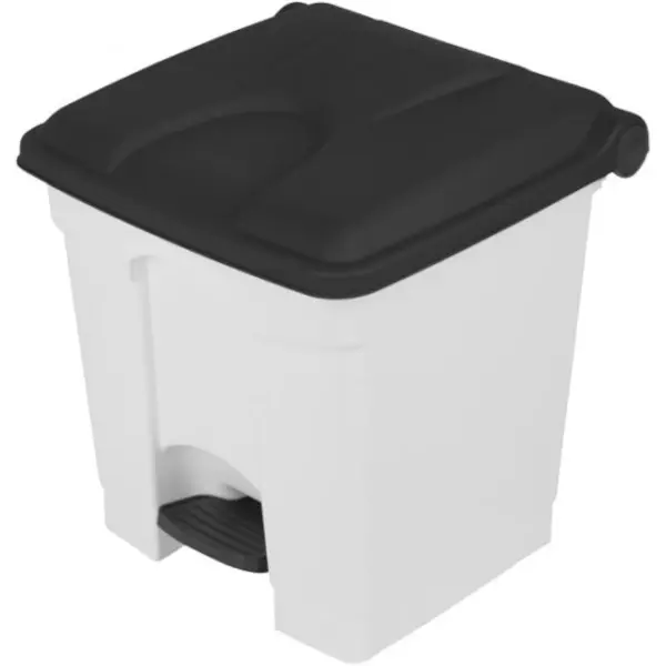 Pedaalemmer | Kunststof | Wit/Donkergrijs | 30L | Klapdeksel | Afvalscheiding | HACCP | 410x398x435(h)mm