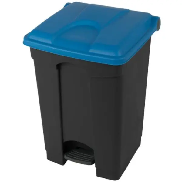 Pedaalemmer | Kunststof | Donkergrijs/Blauw | 45L | Klapdeksel | Afvalscheiding | HACCP | 410x398x600(h)mm