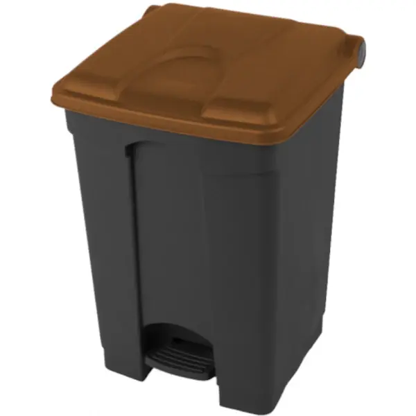 Pedaalemmer | Kunststof | Donkergrijs/Bruin | 45L | Klapdeksel | Afvalscheiding | HACCP | 410x398x600(h)mm