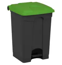 Probbax Pedaalemmer | Kunststof | Donkergrijs/Groen | 45L | Klapdeksel | Afvalscheiding | HACCP | 410x398x600(h)mm