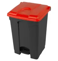 Probbax Pedaalemmer | Kunststof | Donkergrijs/Rood | 45L | Klapdeksel | Afvalscheiding | HACCP | 410x398x600(h)mm