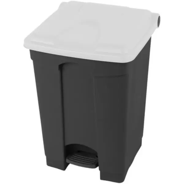 Pedaalemmer | Kunststof | Donkergrijs/Wit | 45L | Klapdeksel | Afvalscheiding | HACCP | 410x398x600(h)mm