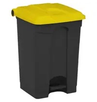 Probbax Pedaalemmer | Kunststof | Donkergrijs/Geel | 45L | Klapdeksel | Afvalscheiding | HACCP | 410x398x600(h)mm