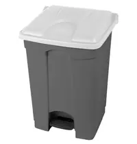 Probbax Pedaalemmer | Kunststof | Grijs/Wit | 45L | Klapdeksel | Afvalscheiding | HACCP | 410x398x600(h)mm