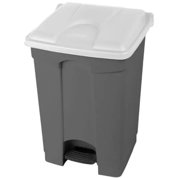 Pedaalemmer | Kunststof | Grijs/Wit | 45L | Klapdeksel | Afvalscheiding | HACCP | 410x398x600(h)mm