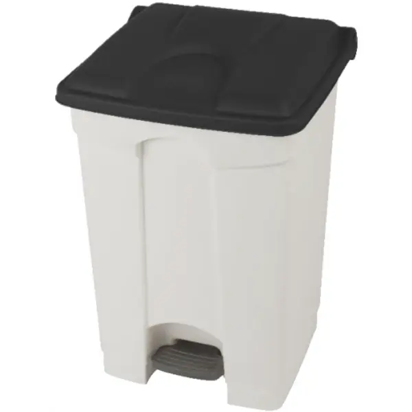 Pedaalemmer | Kunststof | Wit/Donkergrijs | 45L | Klapdeksel | Afvalscheiding | HACCP | 410x398x600(h)mm
