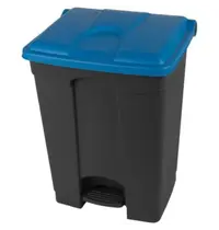 Probbax Pedaalemmer | Kunststof | Donkergrijs/Blauw | 70L | Klapdeksel | Afvalscheiding | HACCP | 495x412x673(h)mm 