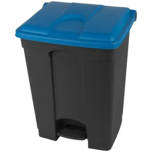 Pedaalemmer | Kunststof | Donkergrijs/Blauw | 70L | Klapdeksel | Afvalscheiding | HACCP | 495x412x673(h)mm