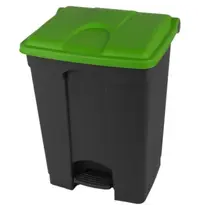 Probbax Pedaalemmer | Kunststof | Donkergrijs/Groen | 70L | Klapdeksel | Afvalscheiding | HACCP | 495x412x673(h)mm 