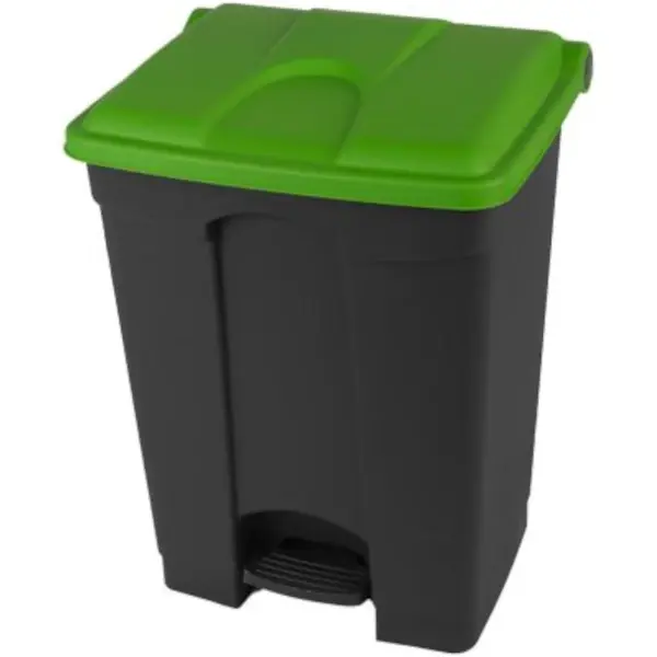 Pedaalemmer | Kunststof | Donkergrijs/Groen | 70L | Klapdeksel | Afvalscheiding | HACCP | 495x412x673(h)mm