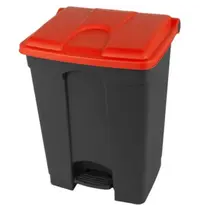 Probbax Pedaalemmer | Kunststof | Donkergrijs/Rood | 70L | Klapdeksel | Afvalscheiding | HACCP | 495x412x673(h)mm 