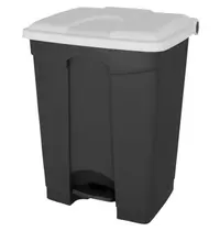 Probbax Pedaalemmer | Kunststof | Donkergrijs/Wit | 70L | Klapdeksel | Afvalscheiding | HACCP | 495x412x673(h)mm 
