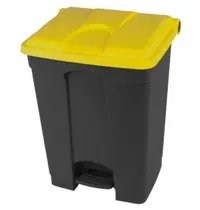 Probbax Pedaalemmer | Kunststof | Donkergrijs/Geel | 70L | Klapdeksel | Afvalscheiding | HACCP | 495x412x673(h)mm 
