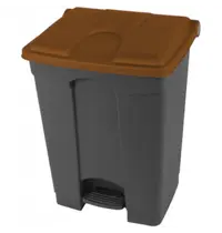 Probbax Pedaalemmer | Kunststof | Grijs/Bruin | 70L | Klapdeksel | Afvalscheiding | HACCP | 495x412x673(h)mm 