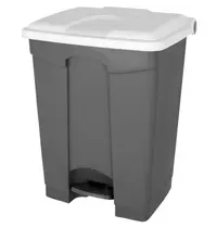 Probbax Pedaalemmer | Kunststof | Grijs/Wit | 70L | Klapdeksel | Afvalscheiding | HACCP | 495x412x673(h)mm 