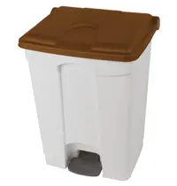 Probbax Pedaalemmer | Kunststof | Wit/Bruin | 70L | Klapdeksel | Afvalscheiding | HACCP | 495x412x673(h)mm 