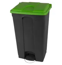Probbax Pedaalemmer | Kunststof | Donkergrijs/Groen | 90L | Klapdeksel | Afvalscheiding | HACCP | Wielen | 500x412x820(h)mm 