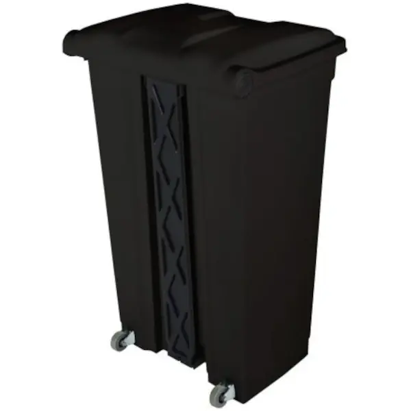 Pedaalemmer | Kunststof | Donkergrijs | 90L | Klapdeksel | Afvalscheiding | HACCP | Wielen | 500x412x820(h)mm