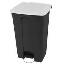 Probbax Pedaalemmer | Kunststof | Donkergrijs/Wit | 90L | Klapdeksel | Afvalscheiding | HACCP | Wielen | 500x412x820(h)mm 
