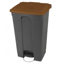 Probbax Pedaalemmer | Kunststof | Grijs/Bruin | 90L | Klapdeksel | Afvalscheiding | HACCP | Wielen | 500x412x820(h)mm 