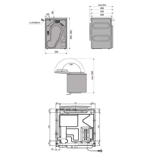 Wasdroger | APOLLO EVO | Elektrisch | 6.5kg | Condensorsysteem | 2.8kW (230V) | WiFi | 595x593x865(h)mm