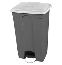 Probbax Pedaalemmer | Kunststof | Grijs/Wit | 90L | Klapdeksel | Afvalscheiding | HACCP | Wielen | 500x412x820(h)mm 