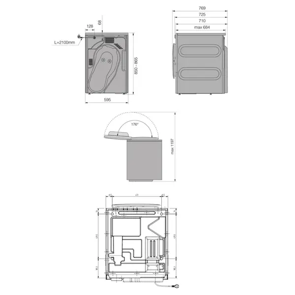 Wasdroger | APOLLO EVO | Elektrisch | 8kg | Afvoersysteem | 1.1kW (230V) | WiFi | 595x710x865(h)mm