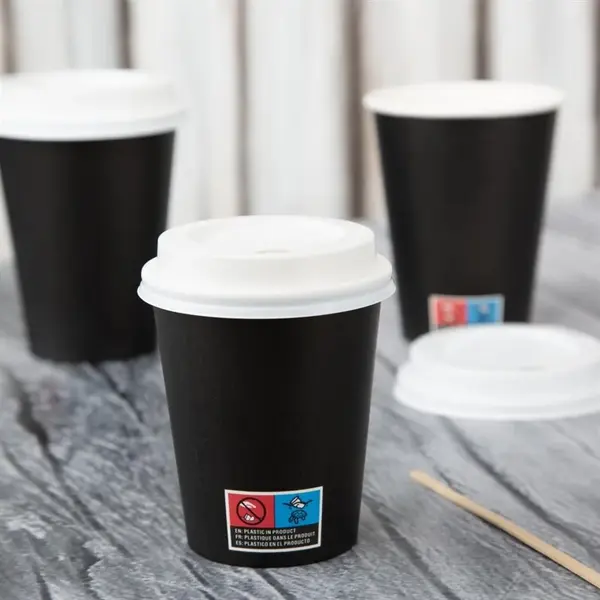 Bekers | Papier/Kunststof | 22.5cl | Recyclebaar | Incl. Deksels | 350 Stuks | 91(h)mm