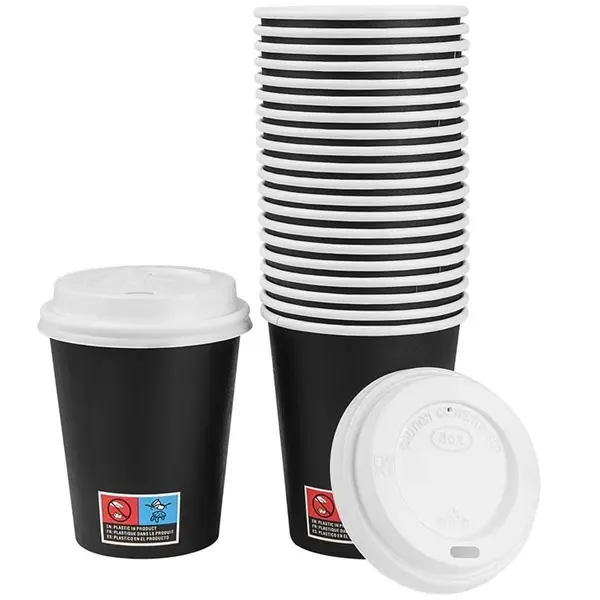 Bekers | Papier/Kunststof | 34cl | Recyclebaar | Incl. Deksels | 300 Stuks | 110(h)mm