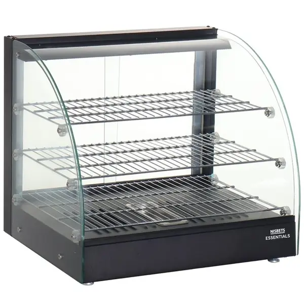 Warmhoudvitrine | Zwart | 30°C/90°C | Statisch | 3 Niveaus | 0.8kW (230V) | 554x458x500(h)mm