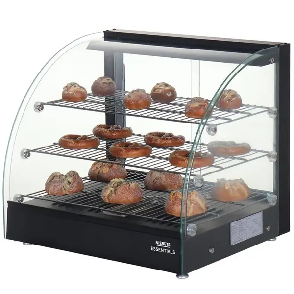Warmhoudvitrine | Zwart | 30°C/90°C | Statisch | 3 Niveaus | 0.8kW (230V) | 554x458x500(h)mm