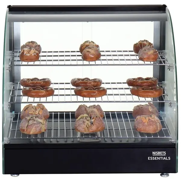 Warmhoudvitrine | Zwart | 30°C/90°C | Statisch | 3 Niveaus | 0.8kW (230V) | 554x458x500(h)mm