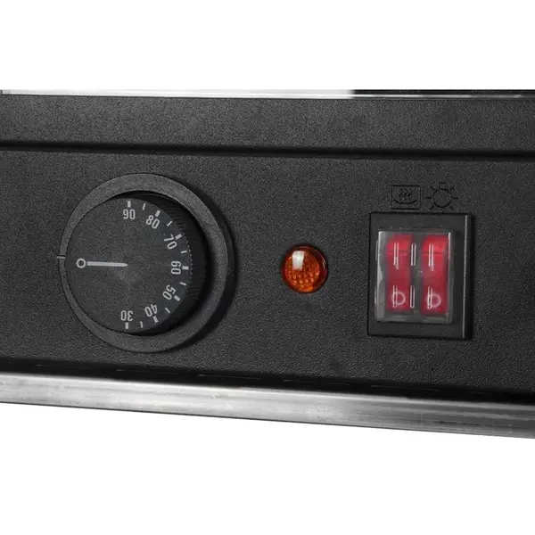 Warmhoudvitrine | Zwart | 30°C/90°C | Statisch | 3 Niveaus | 0.8kW (230V) | 554x458x500(h)mm