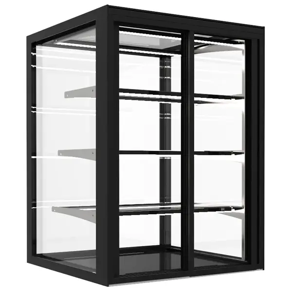 Neutrale Vitrine | INTEGRA | Zwart | 4 Niveaus | Zelfbediening (Grab & Go) | 600x600x815(h)mm