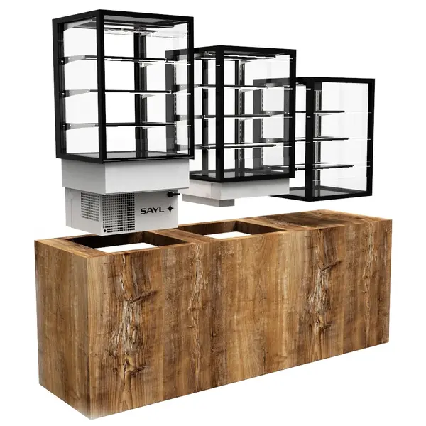 Neutrale Vitrine | INTEGRA | Zwart | 4 Niveaus | Zelfbediening (Grab & Go) | 600x600x815(h)mm