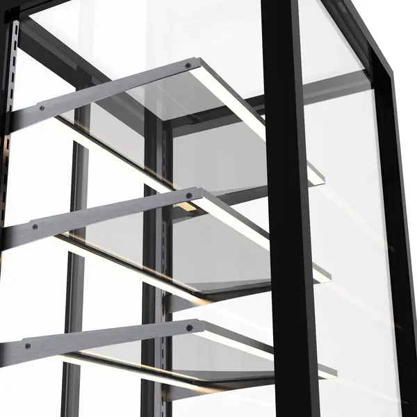 Neutrale Vitrine | INTEGRA | Zwart | 4 Niveaus | Zelfbediening (Grab & Go) | 600x600x815(h)mm