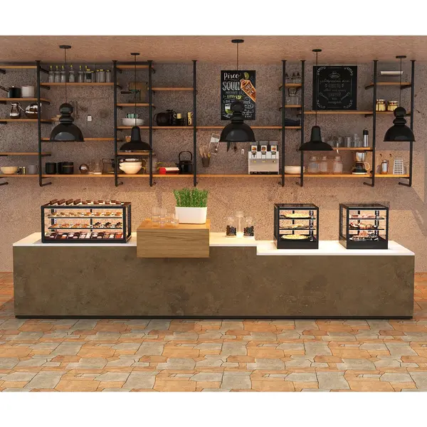 Neutrale Vitrine | INTEGRA | Zwart | 4 Niveaus | Zelfbediening (Grab & Go) | 600x600x815(h)mm