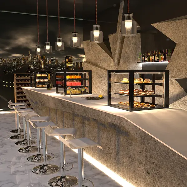 Neutrale Vitrine | INTEGRA | Zwart | 4 Niveaus | Zelfbediening (Grab & Go) | 600x600x815(h)mm