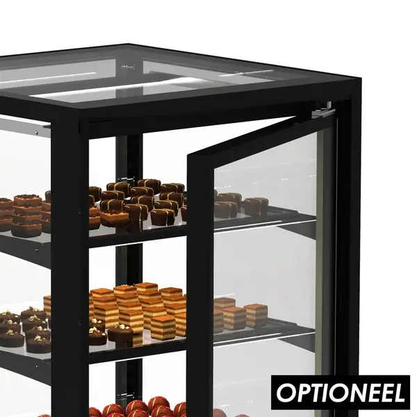 Neutrale Vitrine | INTEGRA | Zwart | 4 Niveaus | Zelfbediening (Grab & Go) | 600x600x815(h)mm