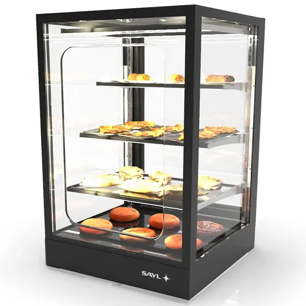 Neutrale Vitrine | INTEGRA | Zwart | 4 Niveaus | Zelfbediening (Grab & Go) | 600x600x815(h)mm