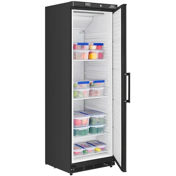 Koelkast | Energiezuinig | 400L | Zwart | 0°C/+8°C | Statisch + Ventilator | Wielen | 600x635x1855(h)mm